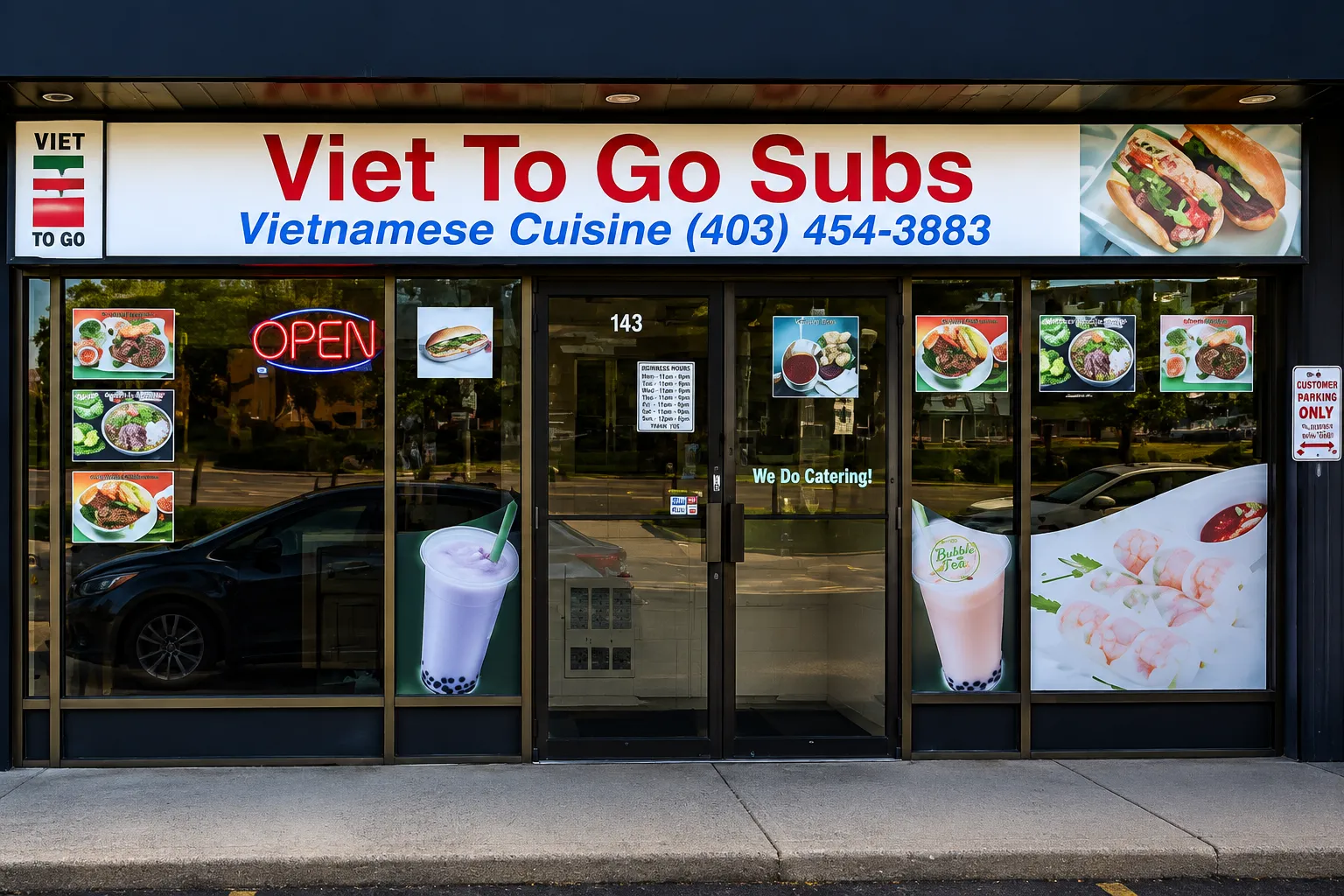 Vietnamese comfort food and rice plates at Viet To Go Subs in Calgary NE